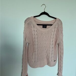 Abercrombie & Fitch Women's Light Pink Cable Knit Sweater